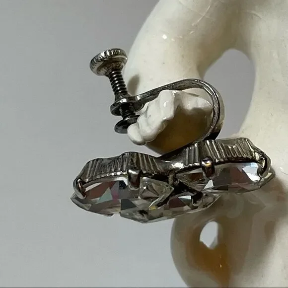 Sterling rhinestone vintage clip earrings